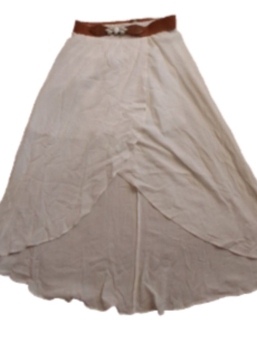 Amy Byer Women's Size L Ruffle Trim Boho Belted Elastic Waist Y2K Lined Skirt